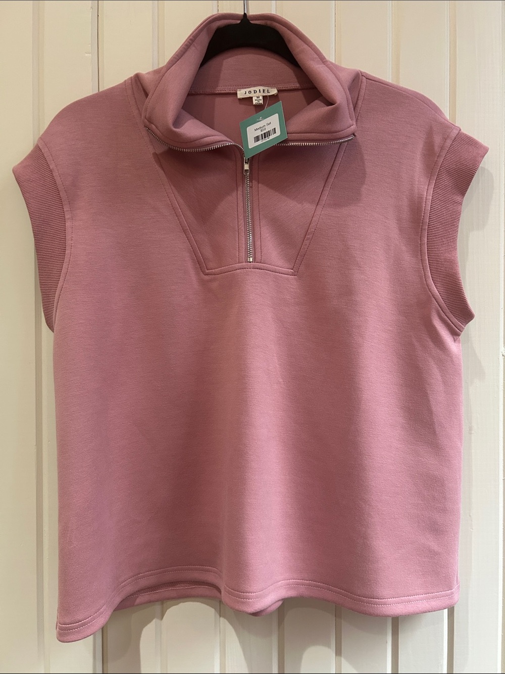 Joules Dusty Pink Sleeveless Half-Zip Sweatshirt